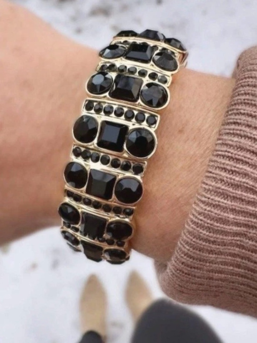 Park Lane Golden Hour Bracelet with Black Stones